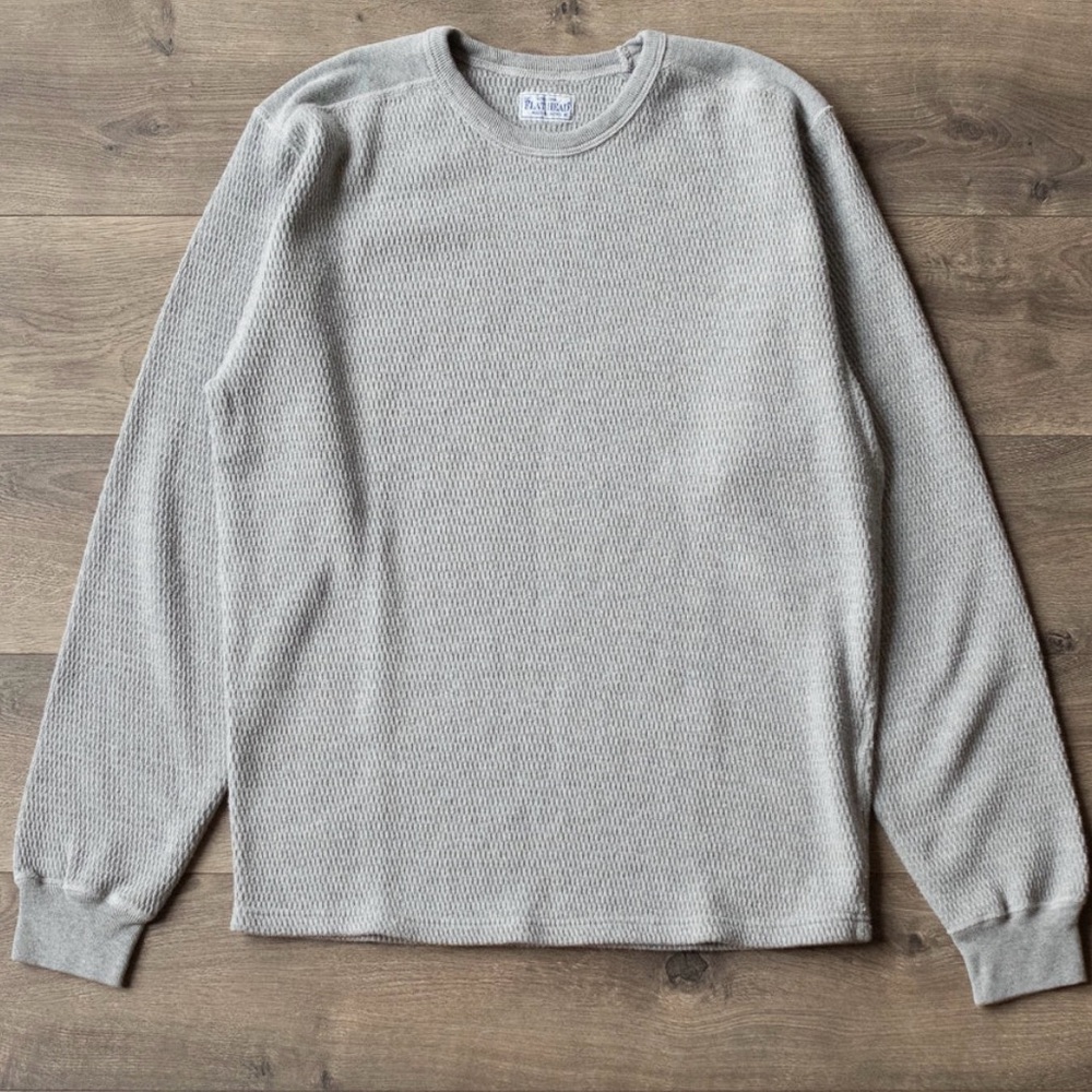 Gray Long Sleeve Waffle Knit Shirt